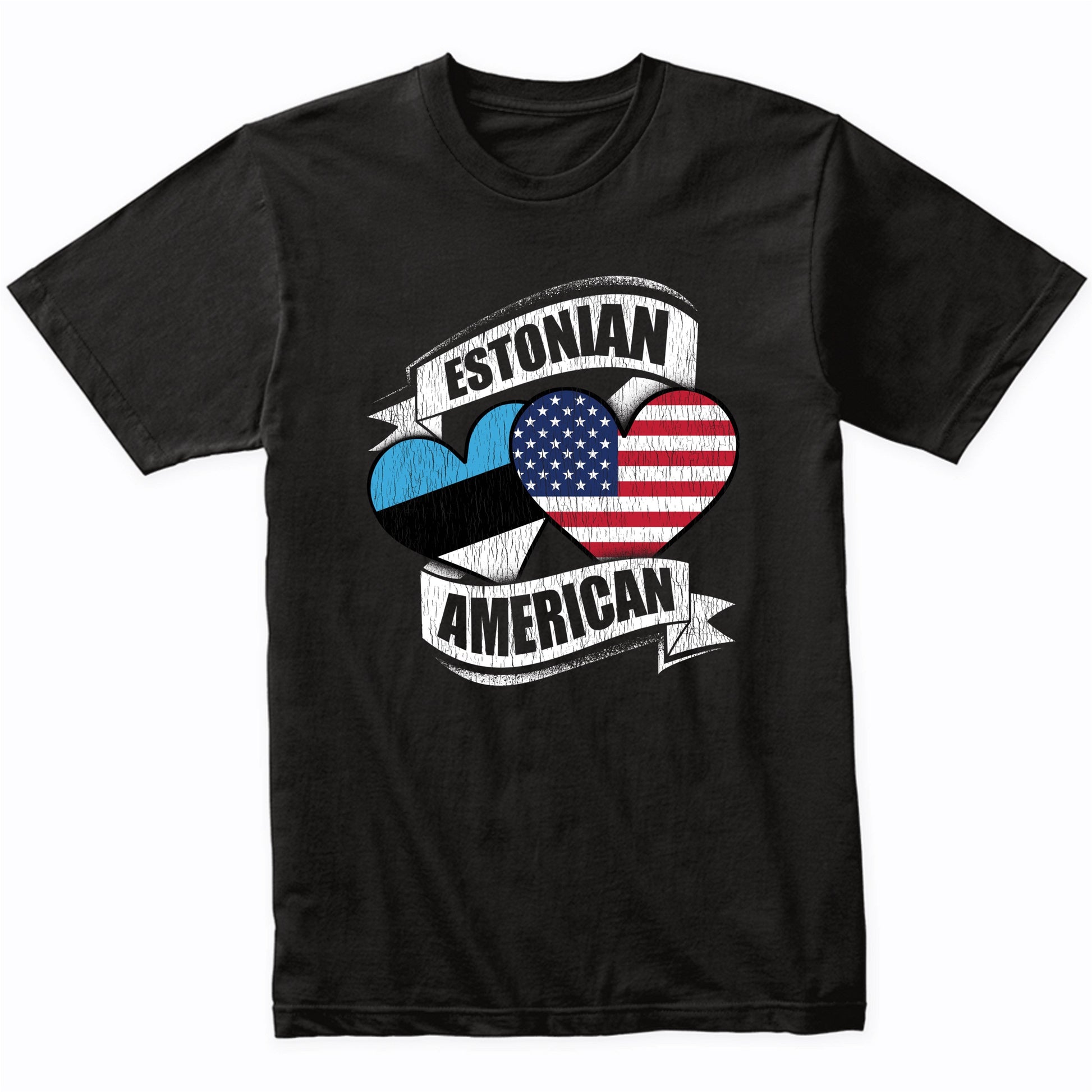 Estonian American Hearts USA Estonia Flags T-Shirt