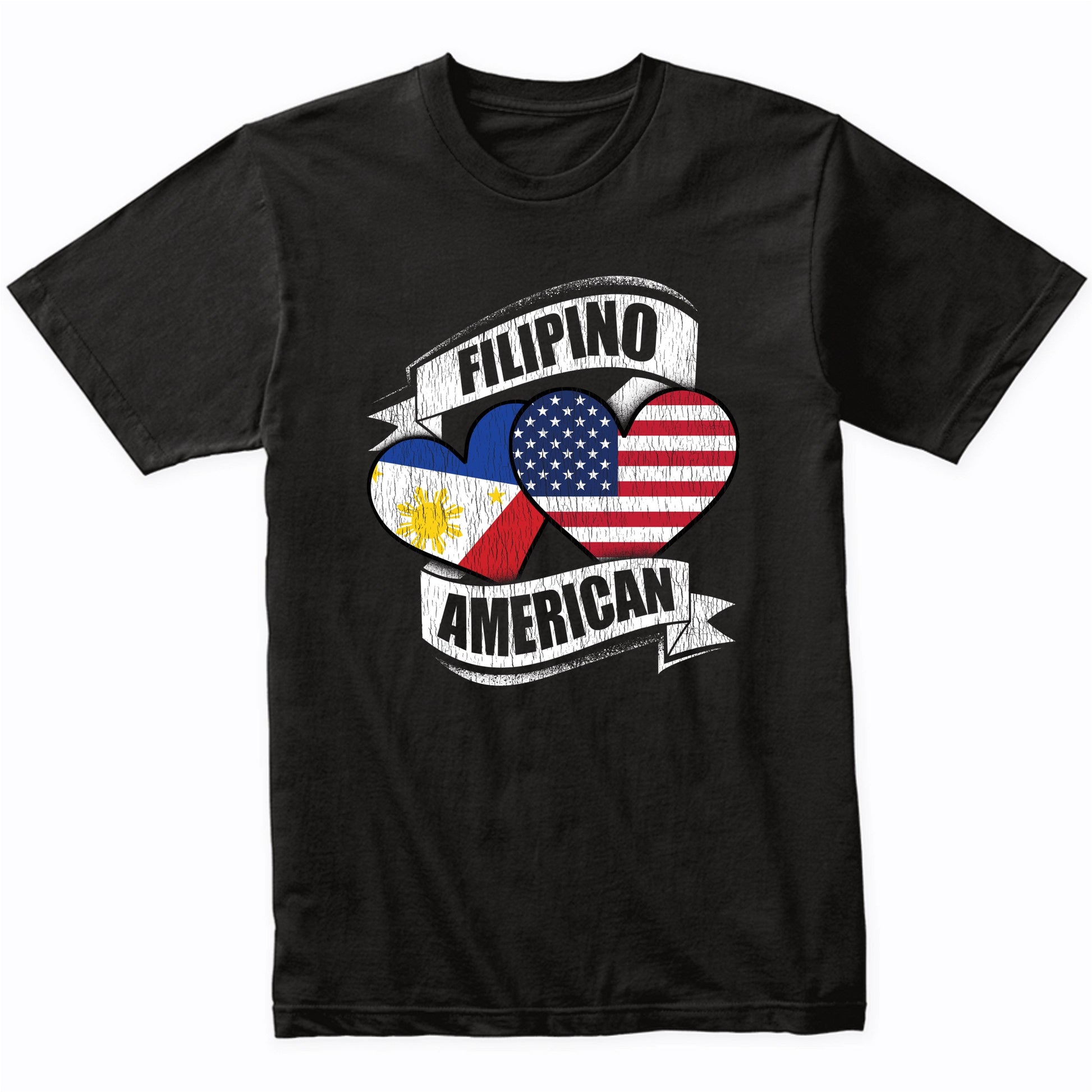 Filipino American Hearts USA Philippines Flags T-Shirt