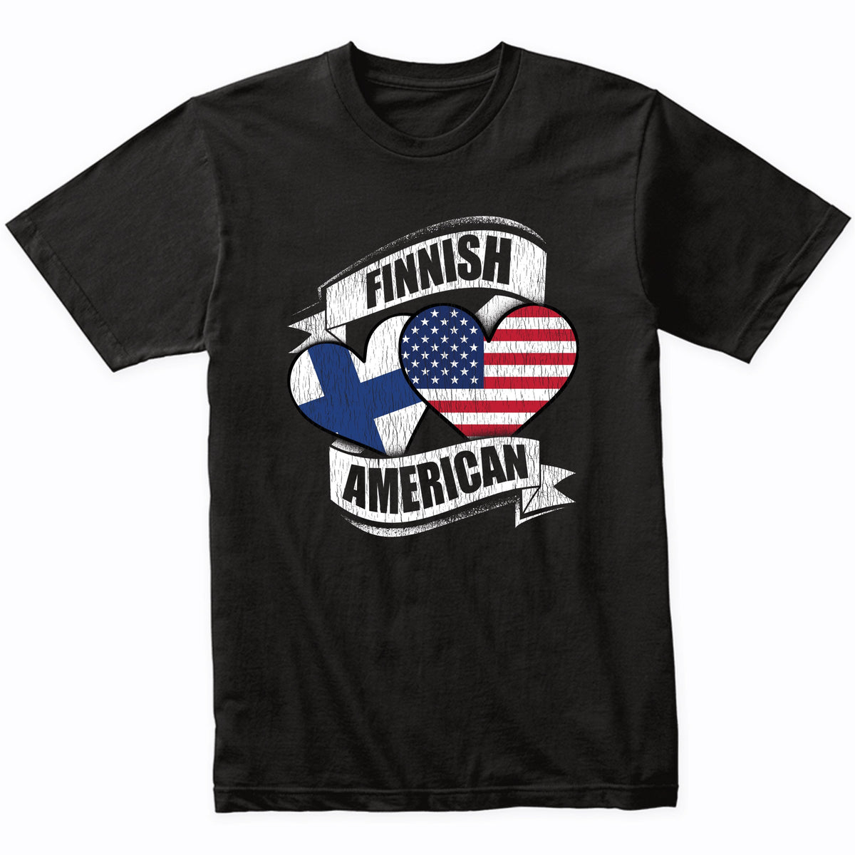 Finnish American Hearts USA Finland Flags T-Shirt