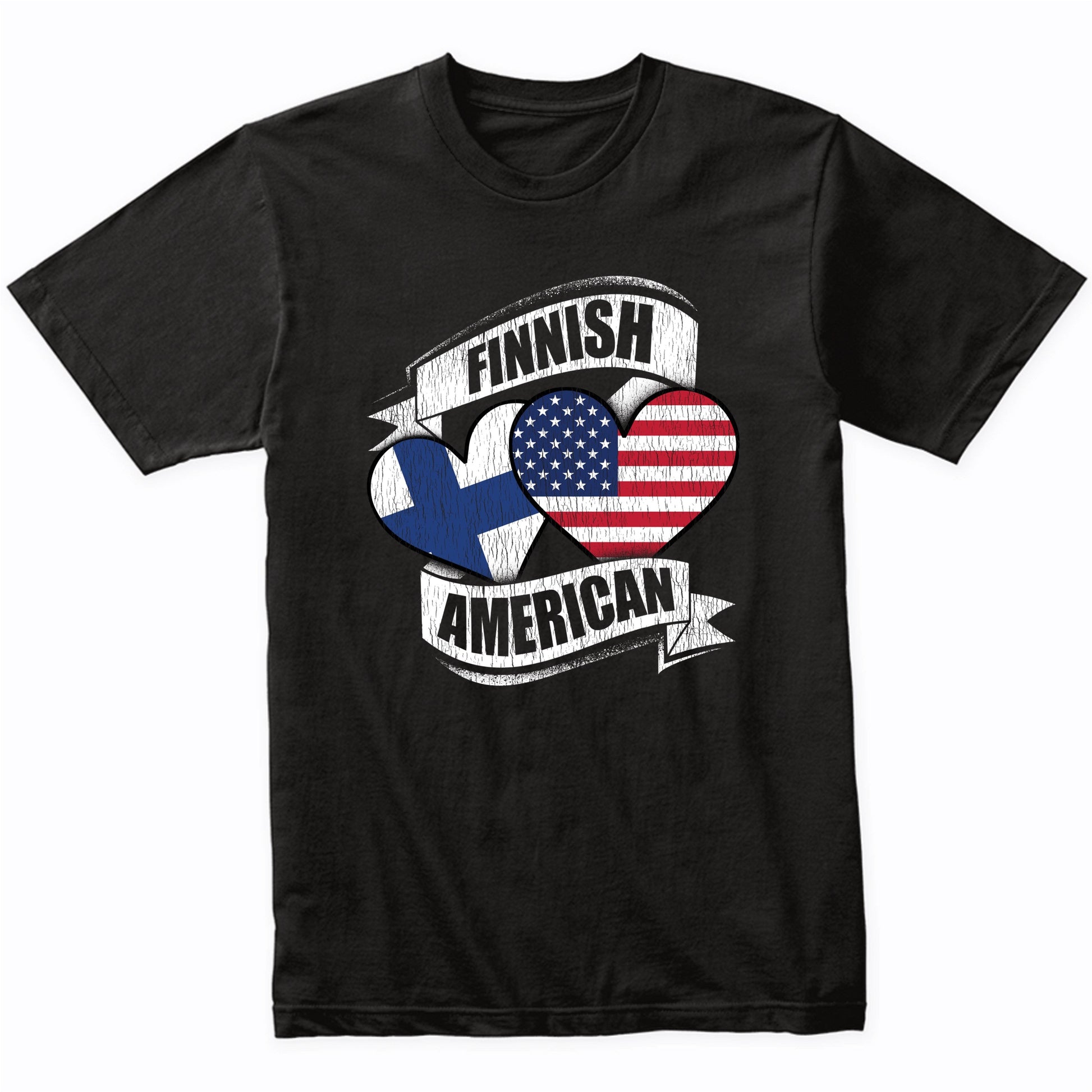 Finnish American Hearts USA Finland Flags T-Shirt