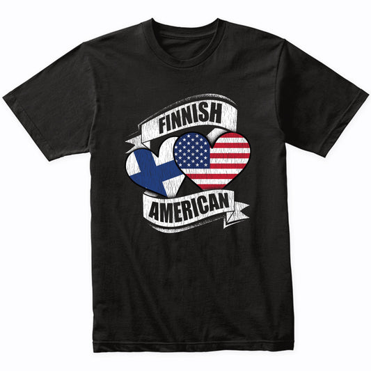 Finnish American Hearts USA Finland Flags T-Shirt