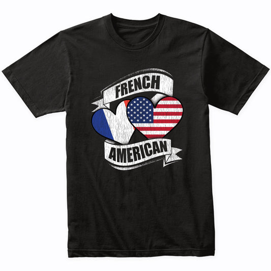 French American Hearts USA France Flags T-Shirt