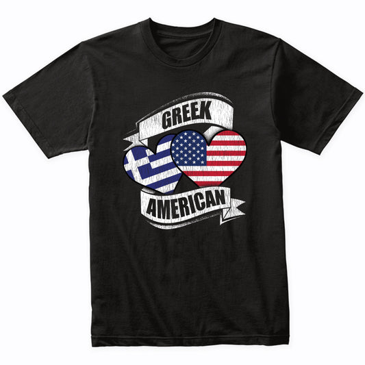 Greek American Hearts USA Greece Flags T-Shirt