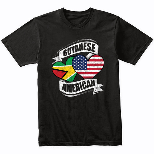 Guyanese American Hearts USA Guyana Flags T-Shirt