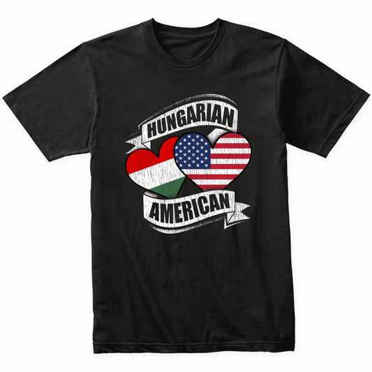 Hungarian American Hearts USA Hungary Flags T-Shirt