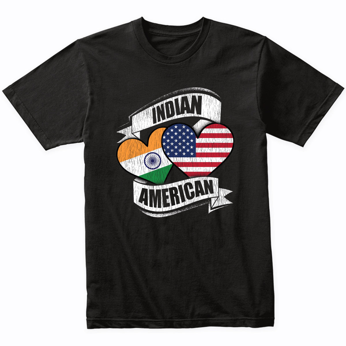 Indian American Hearts USA India Flags T-Shirt
