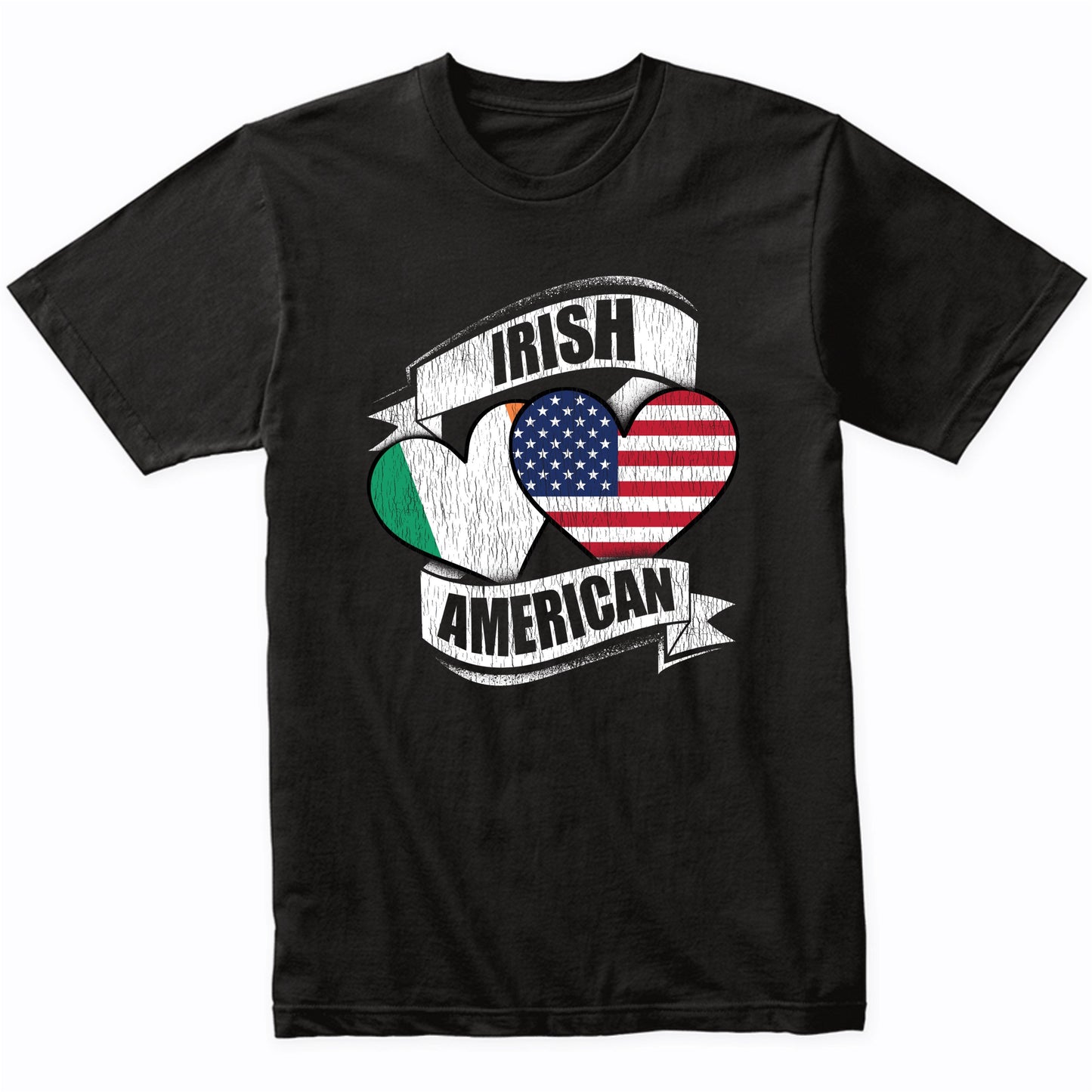 Irish American Hearts USA Ireland Flags T-Shirt