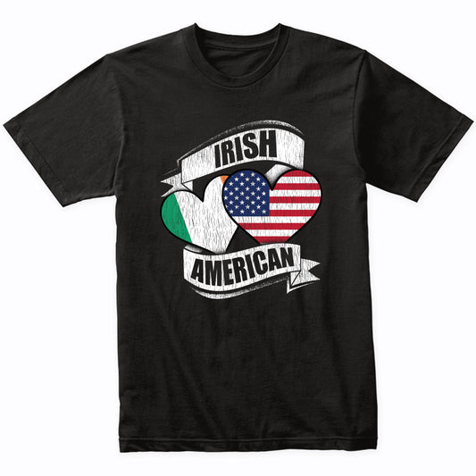 Irish American Hearts USA Ireland Flags T-Shirt
