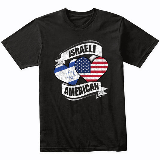 Israeli American Hearts USA Israel Flags T-Shirt