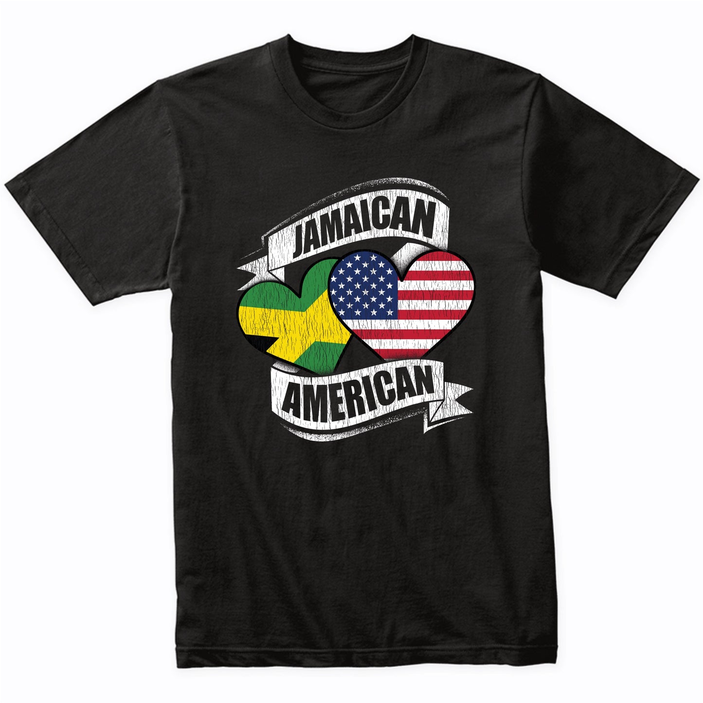 Jamaican American Hearts USA Jamaica Flags T-Shirt