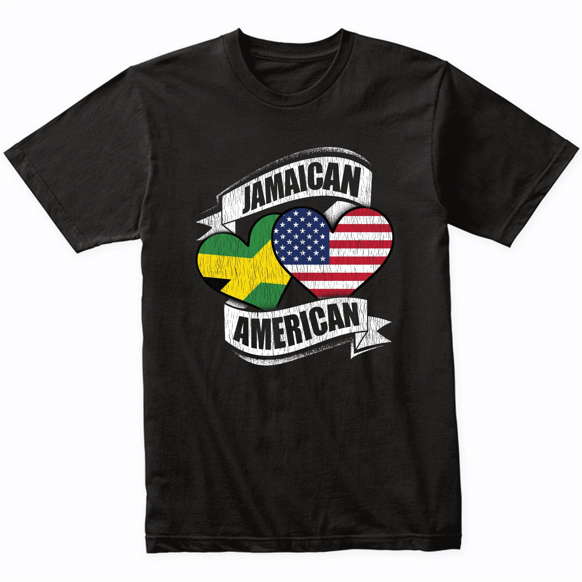 Jamaican American Hearts USA Jamaica Flags T-Shirt