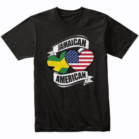 Jamaican American Hearts USA Jamaica Flags T-Shirt