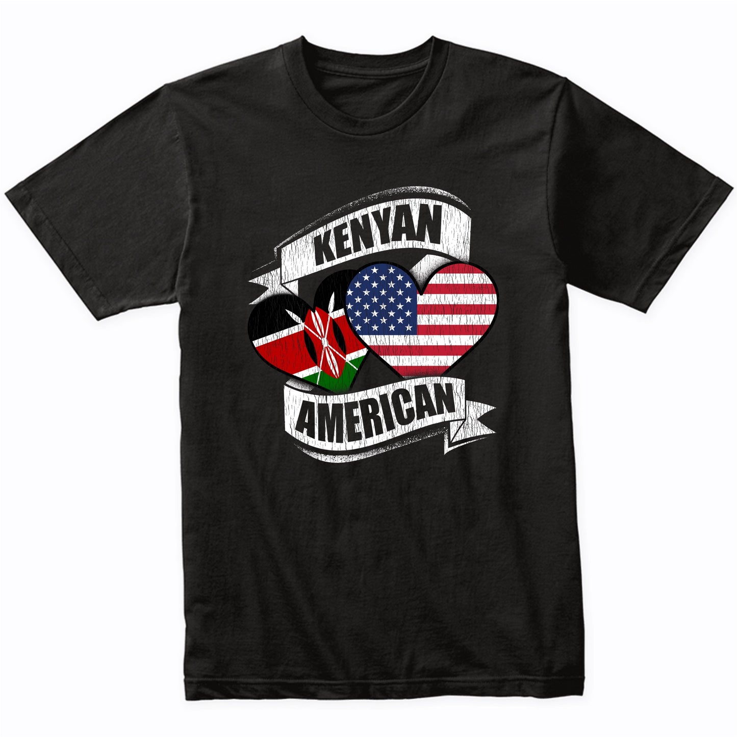 Kenyan American Hearts USA Kenya Flags T-Shirt