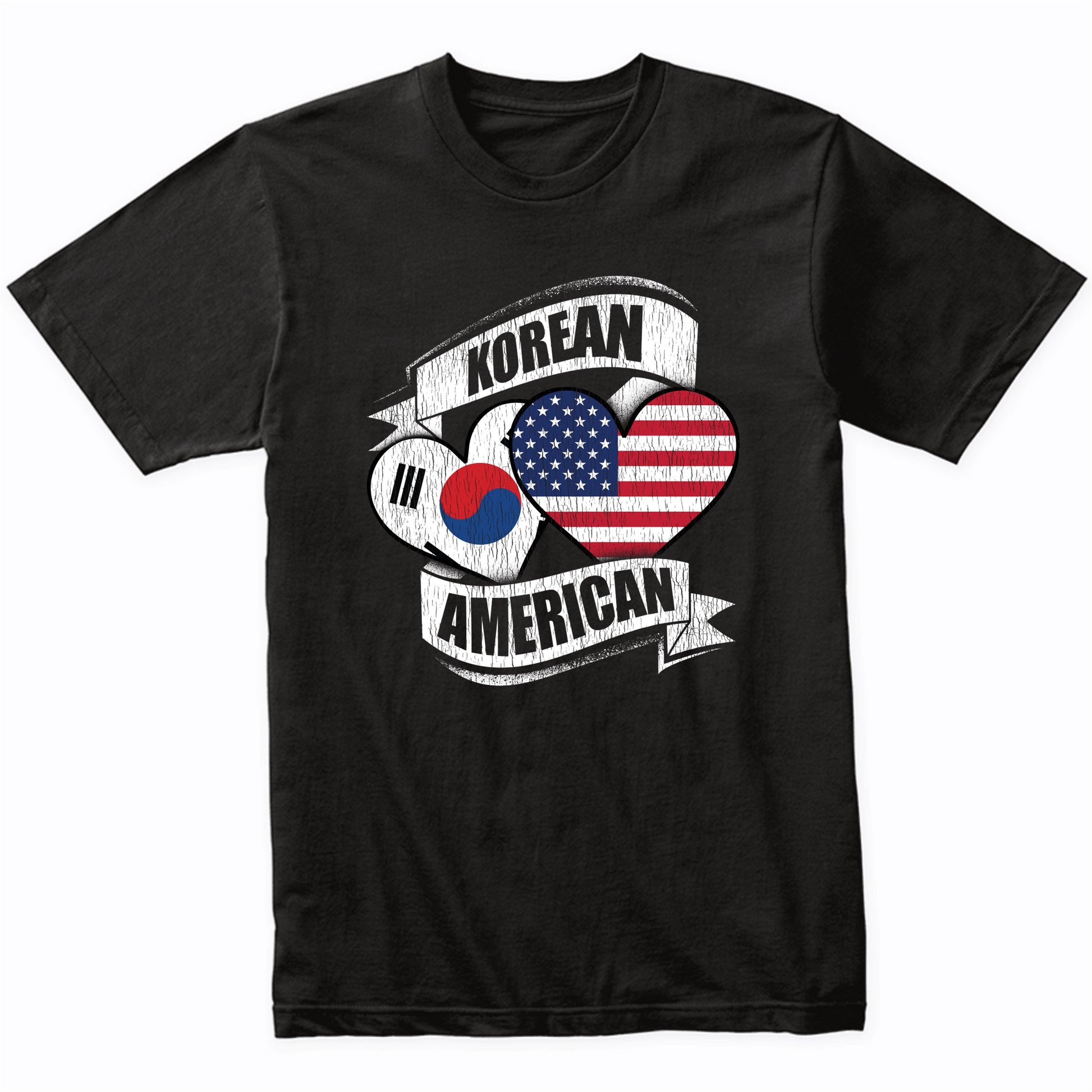 Korean American Hearts USA South Korea Flags T-Shirt