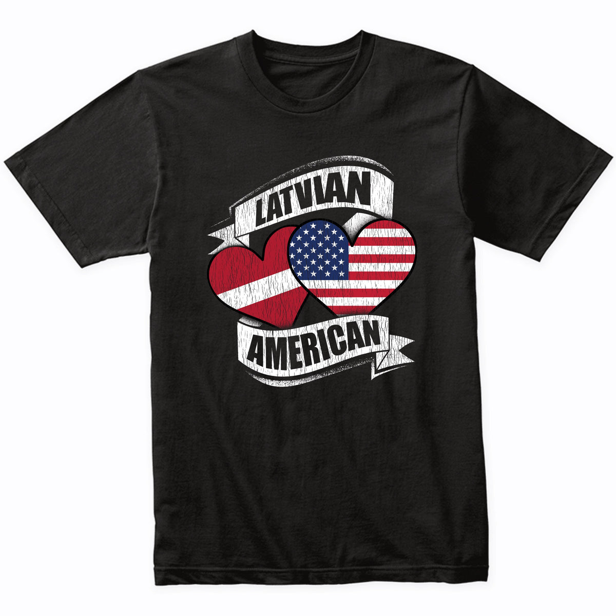 Latvian American Hearts USA Latvia Flags T-Shirt