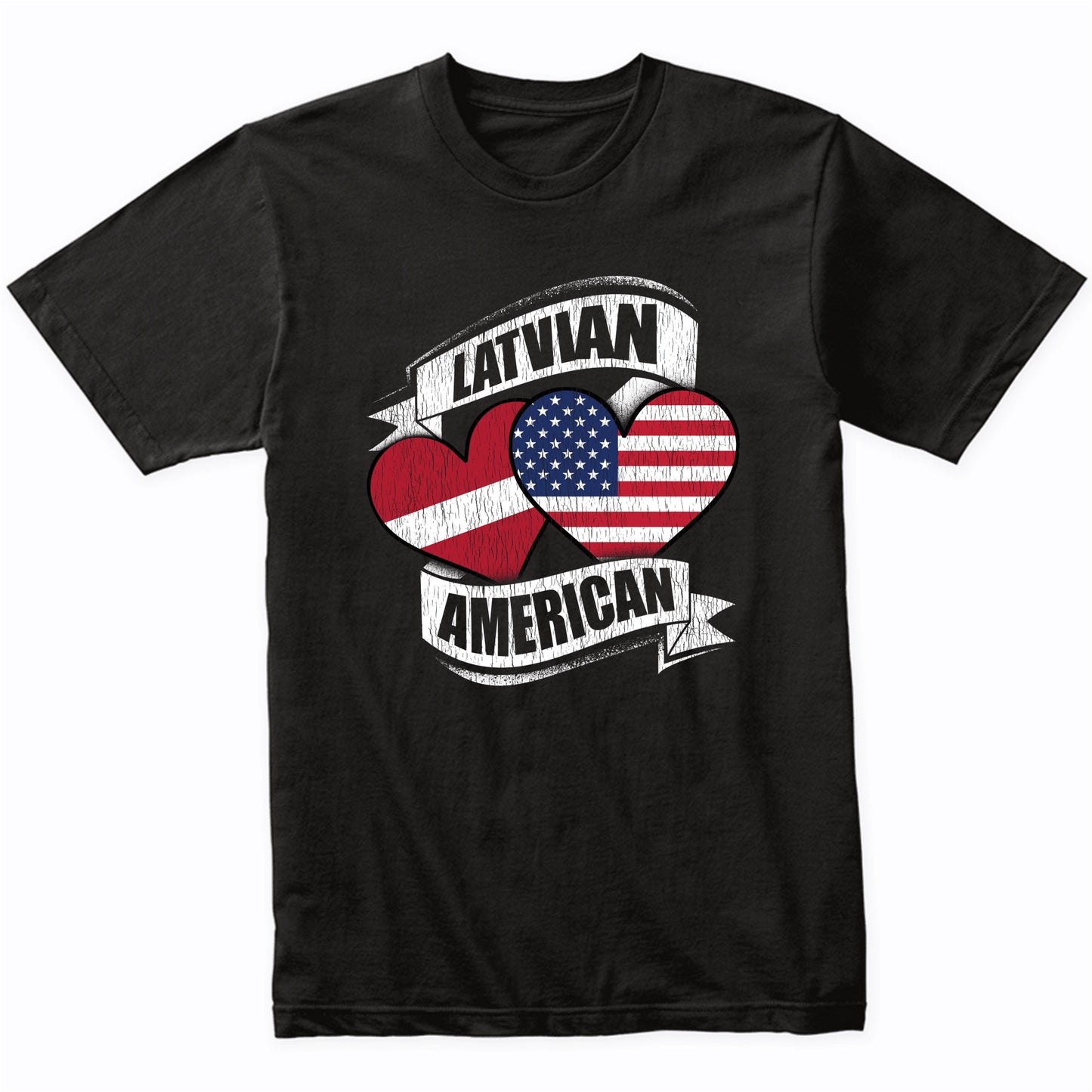 Latvian American Hearts USA Latvia Flags T-Shirt