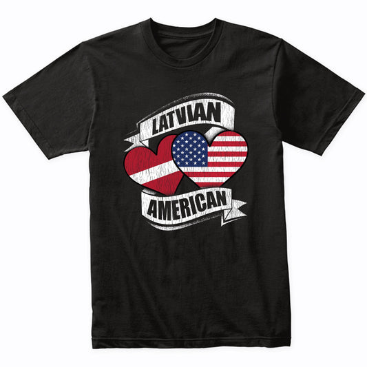 Latvian American Hearts USA Latvia Flags T-Shirt