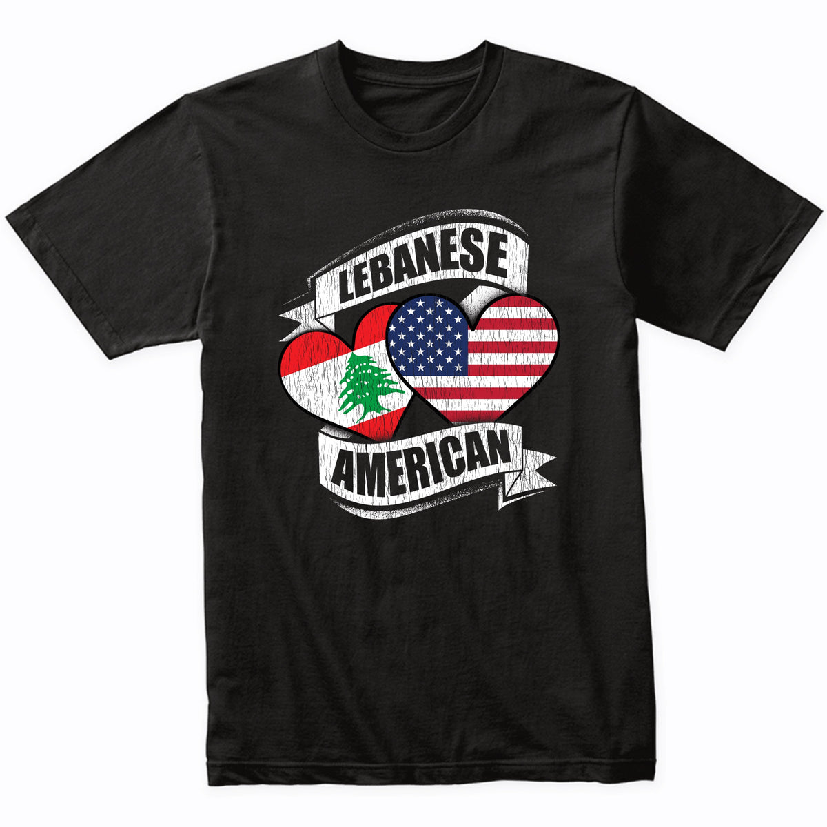 Lebanese American Hearts USA Lebanon Flags T-Shirt