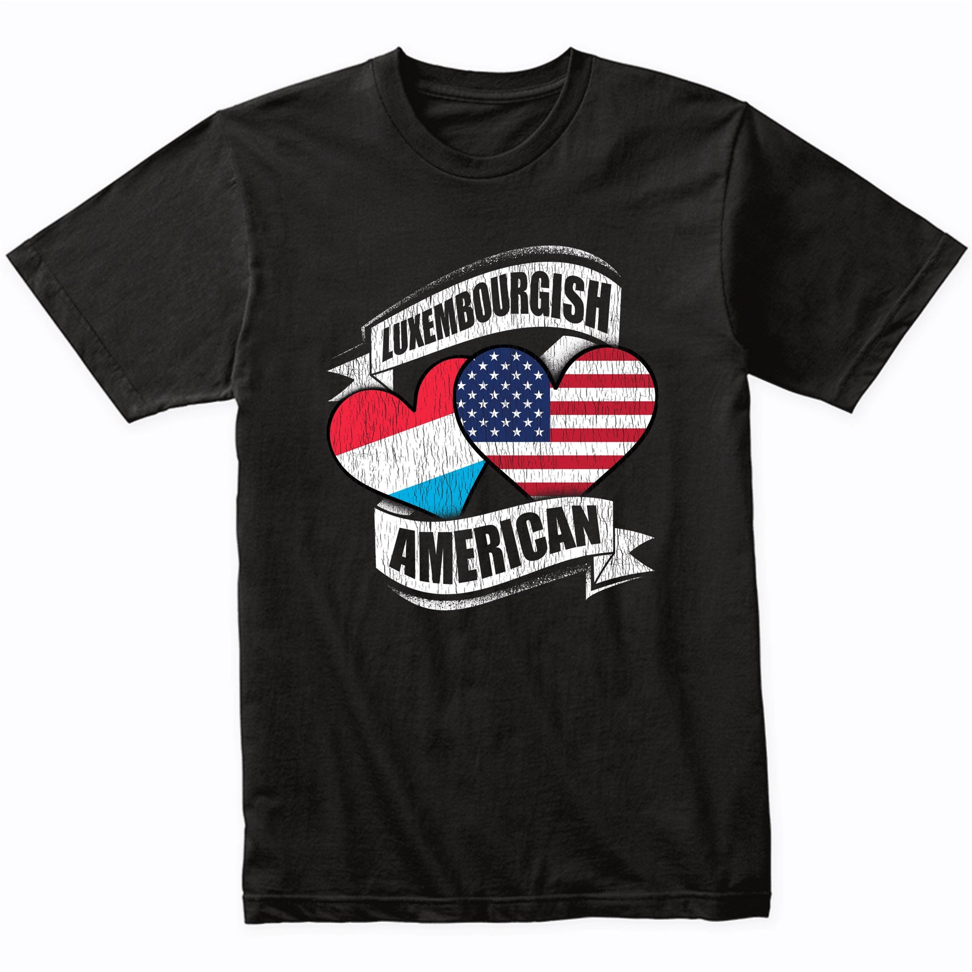 Luxembourgish American Hearts USA Luxembourg Flags T-Shirt