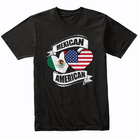 Mexican American Hearts USA Mexico Flags T-Shirt