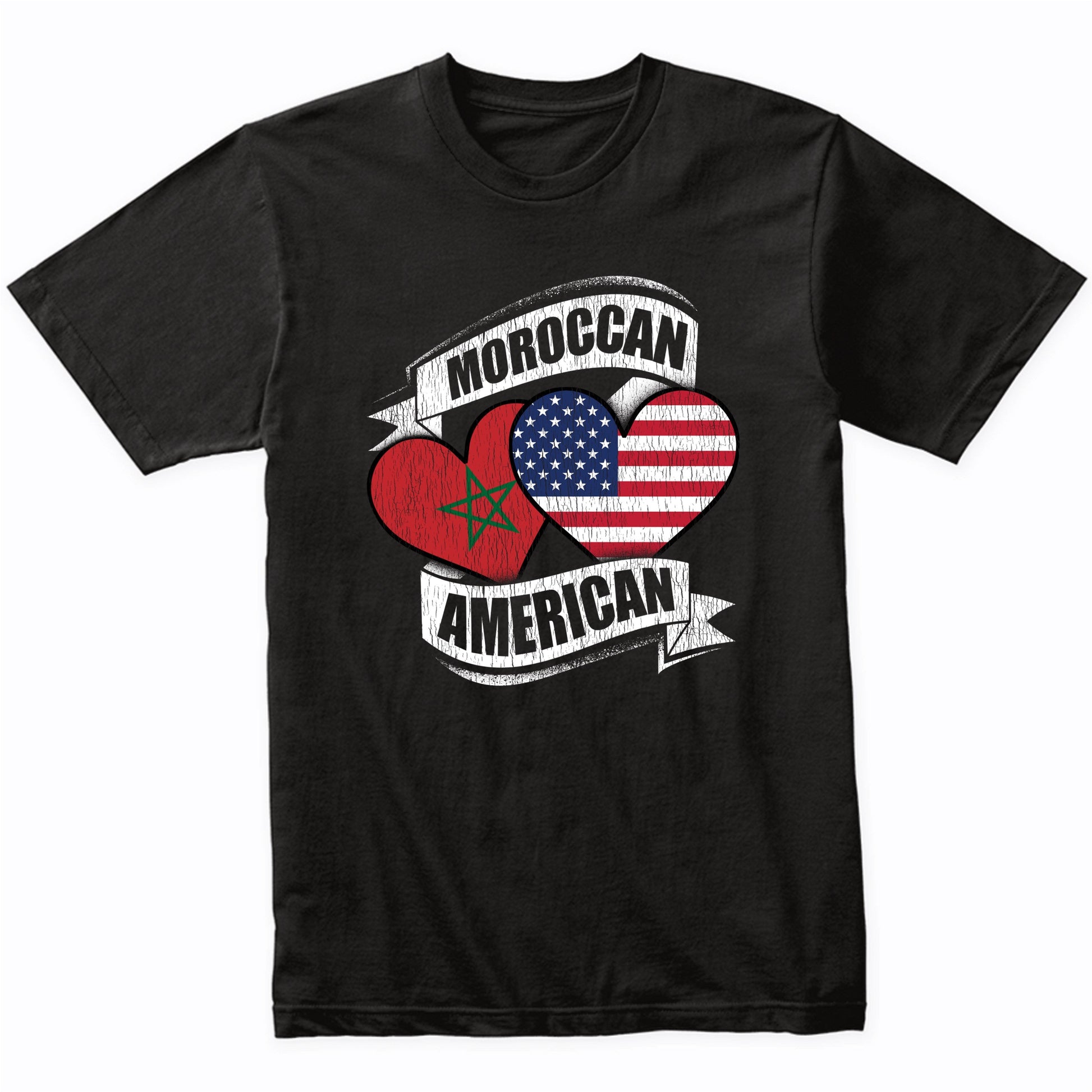 Moroccan American Hearts USA Morocco Flags T-Shirt