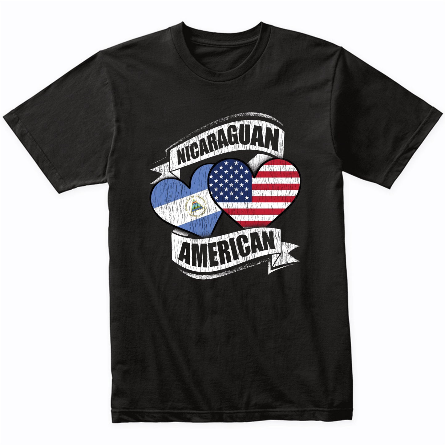 Nicaraguan American Hearts USA Nicaragua Flags T-Shirt