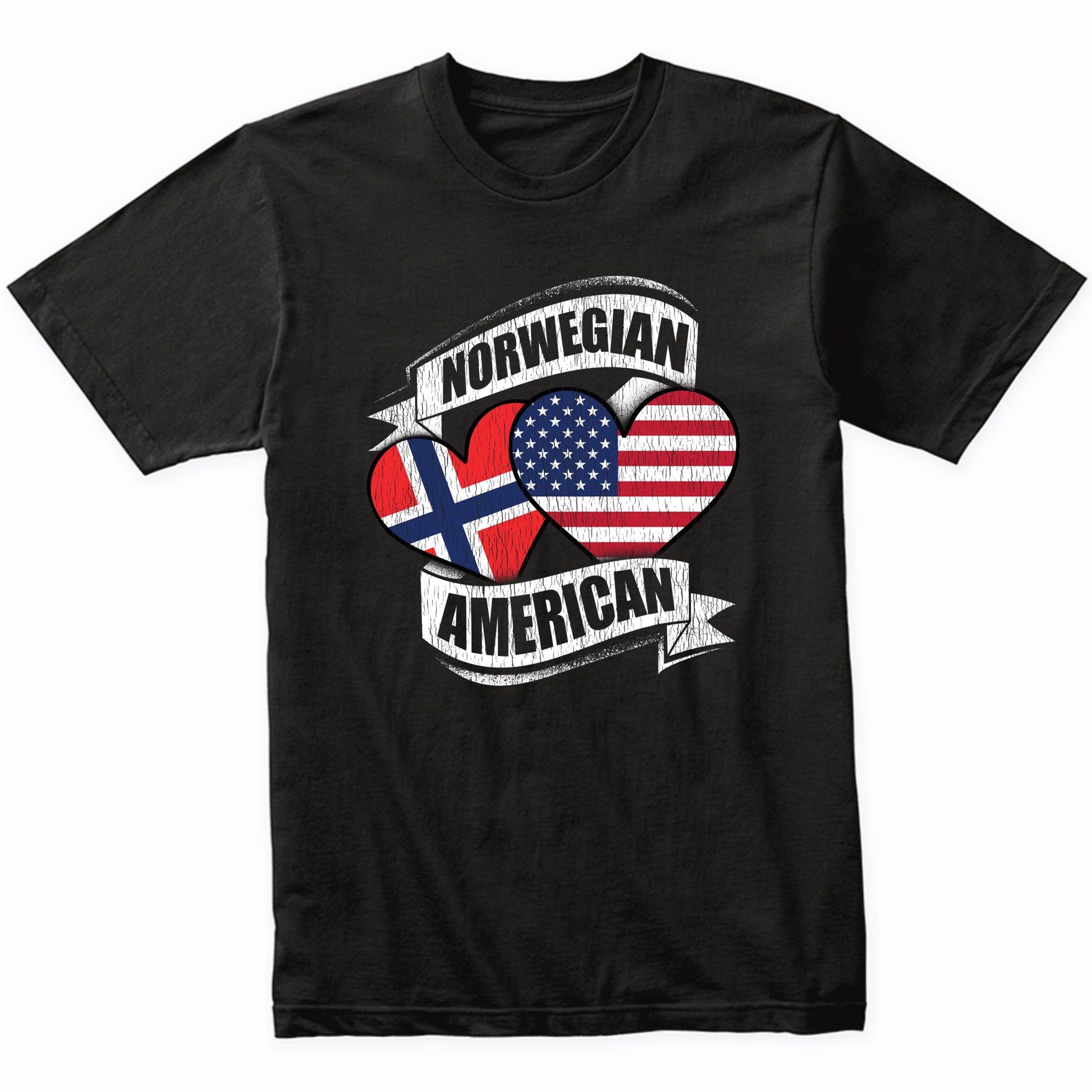 Norwegian American Hearts USA Norway Flags T-Shirt
