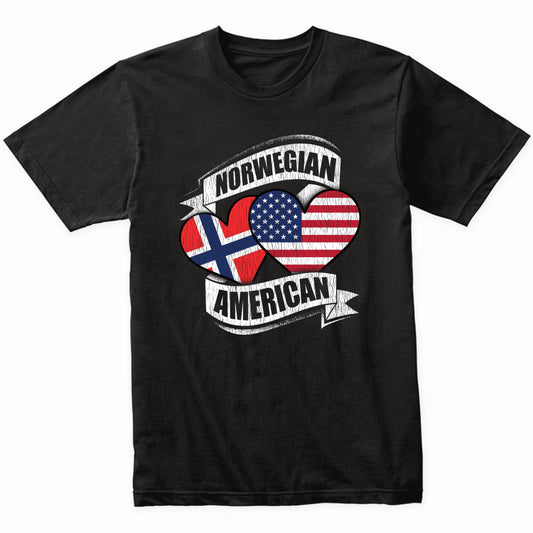 Norwegian American Hearts USA Norway Flags T-Shirt