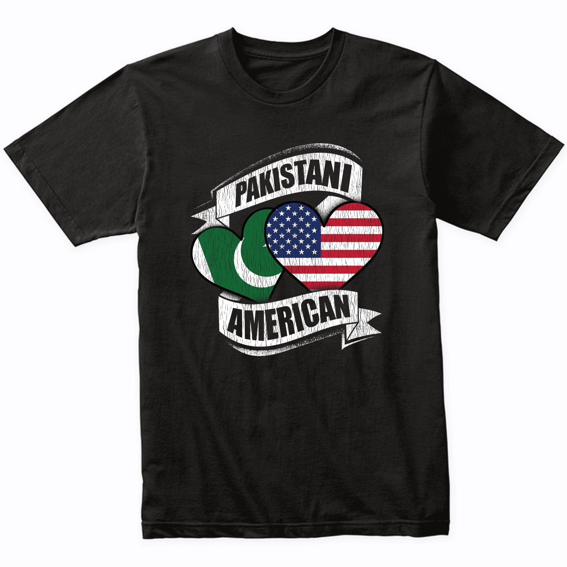 Pakistani American Hearts USA Pakistan Flags T-Shirt