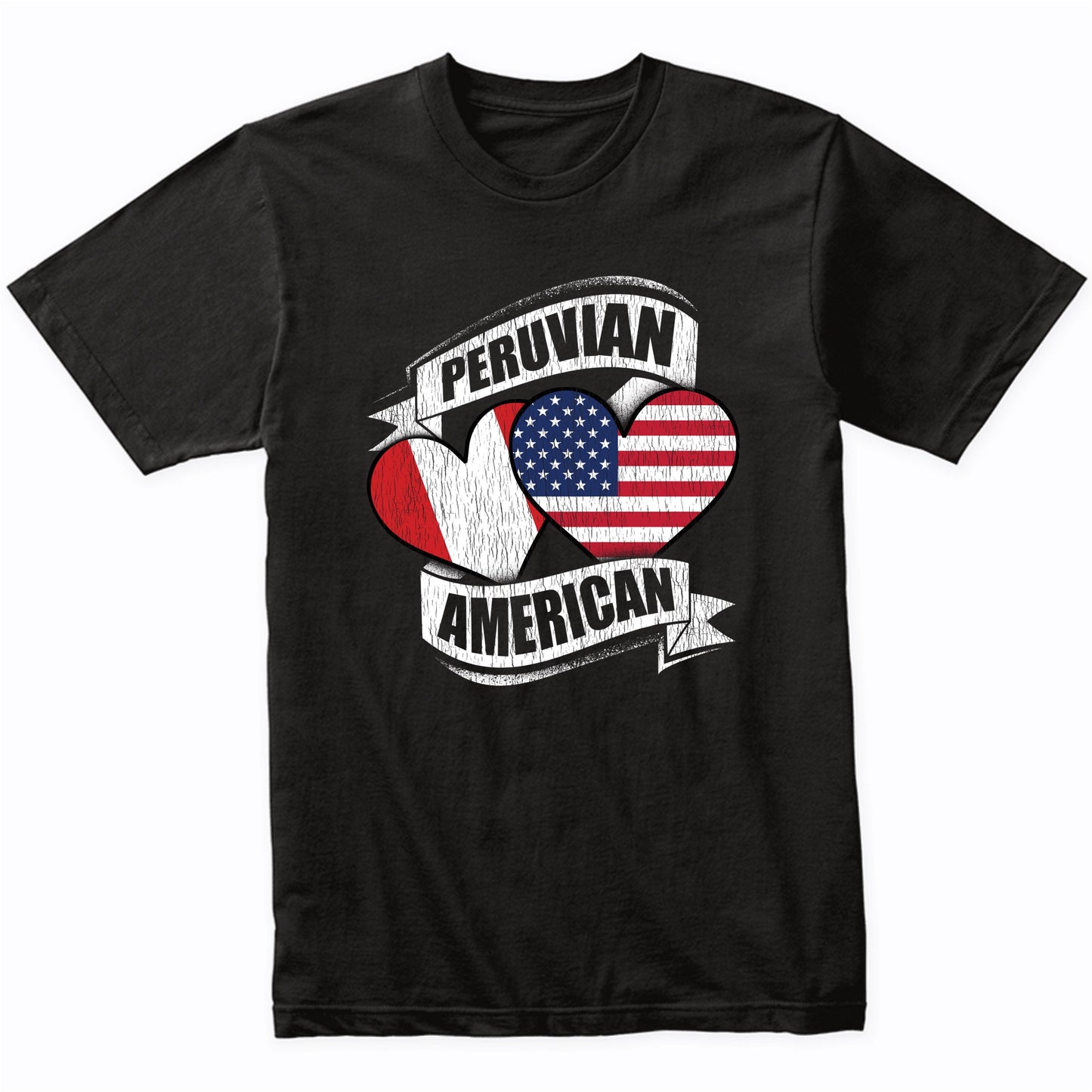 Peruvian American Hearts USA Peru Flags T-Shirt