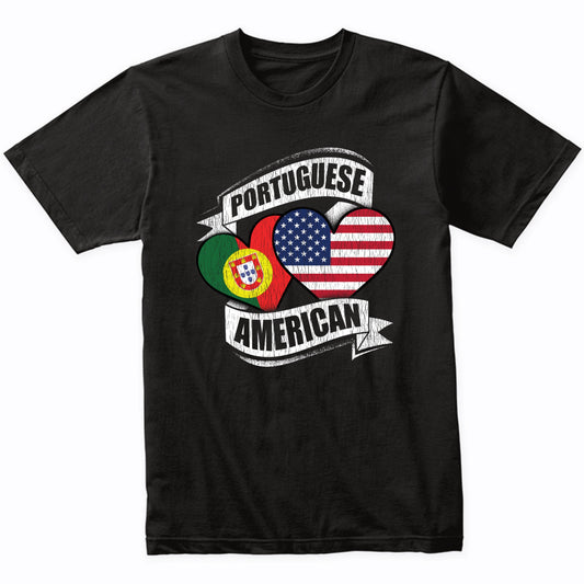 Portuguese American Hearts USA Portugal Flags T-Shirt