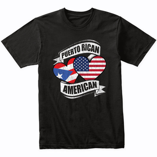 Puerto Rican American Hearts USA Puerto Rico Flags T-Shirt
