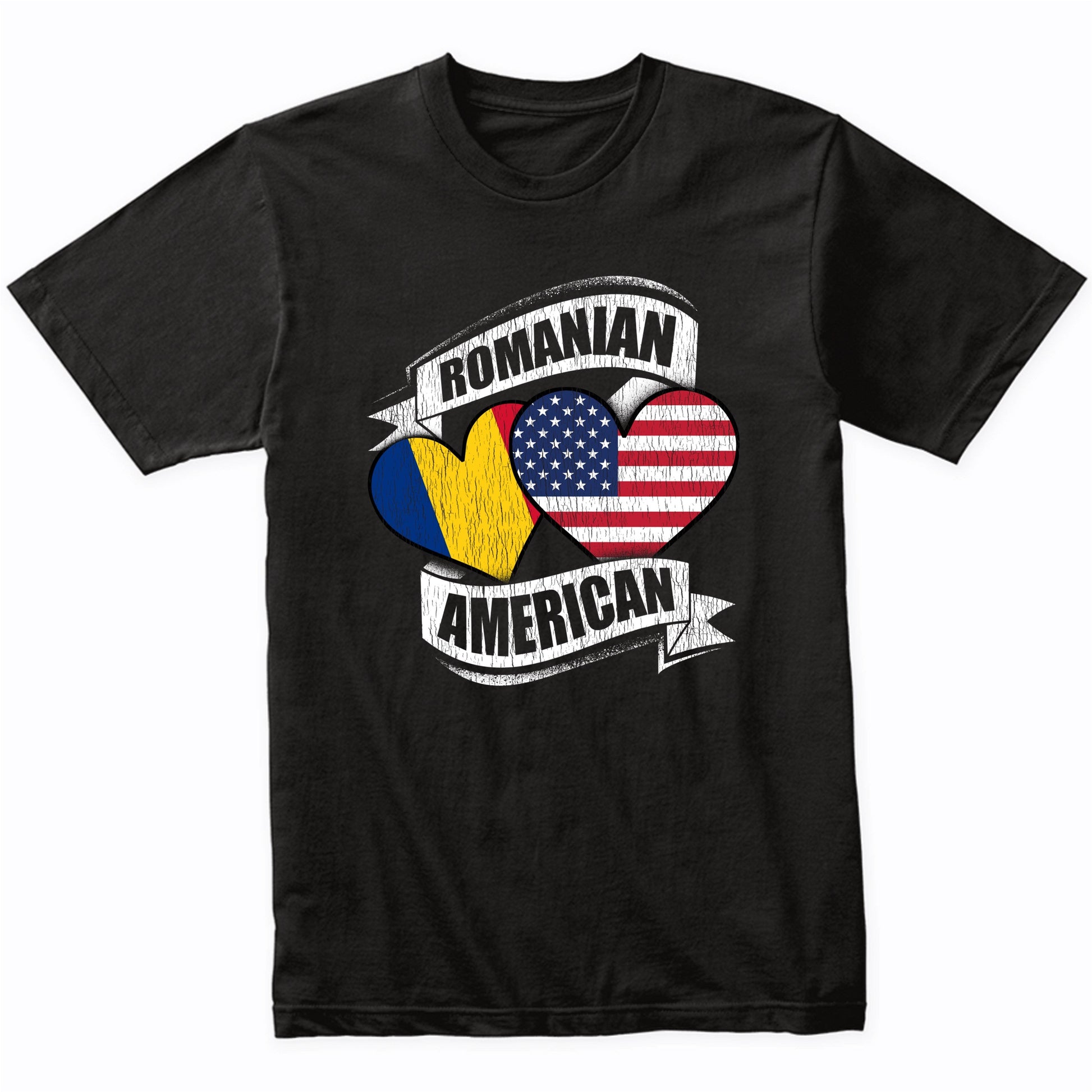 Romanian American Hearts USA Romania Flags T-Shirt