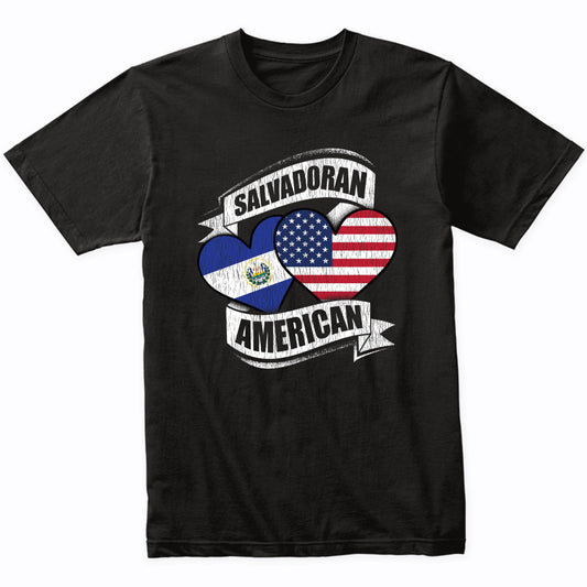 Salvadoran American Hearts USA El Salvador Flags T-Shirt