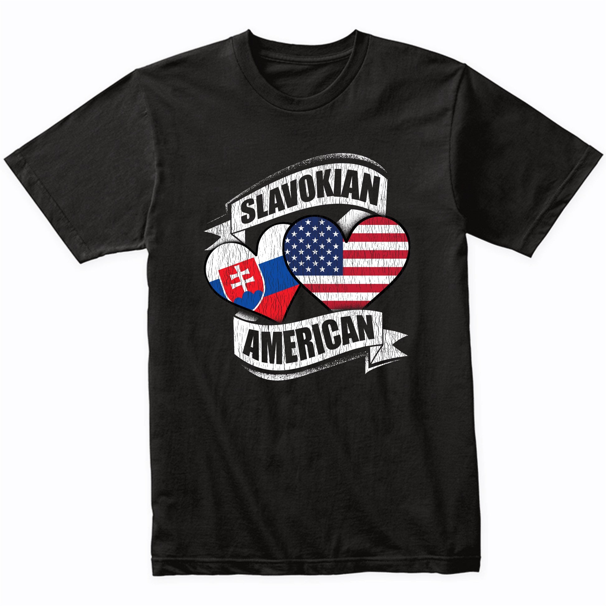Slovakian American Hearts USA Slovakia Flags T-Shirt