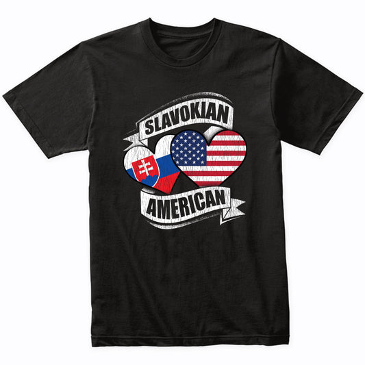 Slovakian American Hearts USA Slovakia Flags T-Shirt