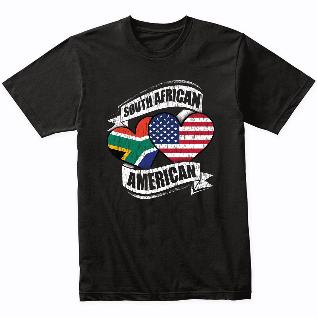 South African American Hearts USA South Africa Flags T-Shirt