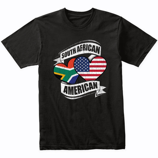 South African American Hearts USA South Africa Flags T-Shirt