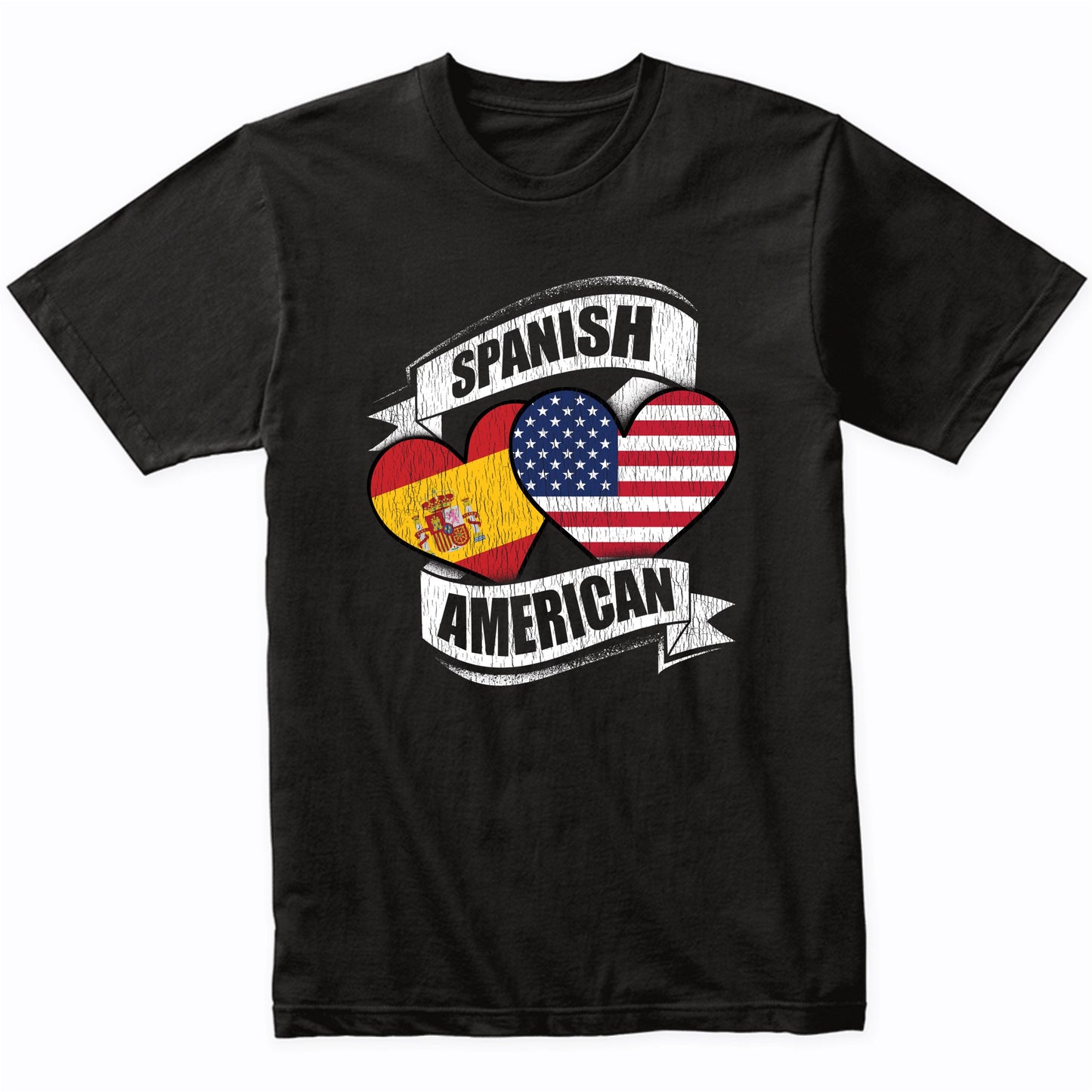 Spanish American Hearts USA Spain Flags T-Shirt