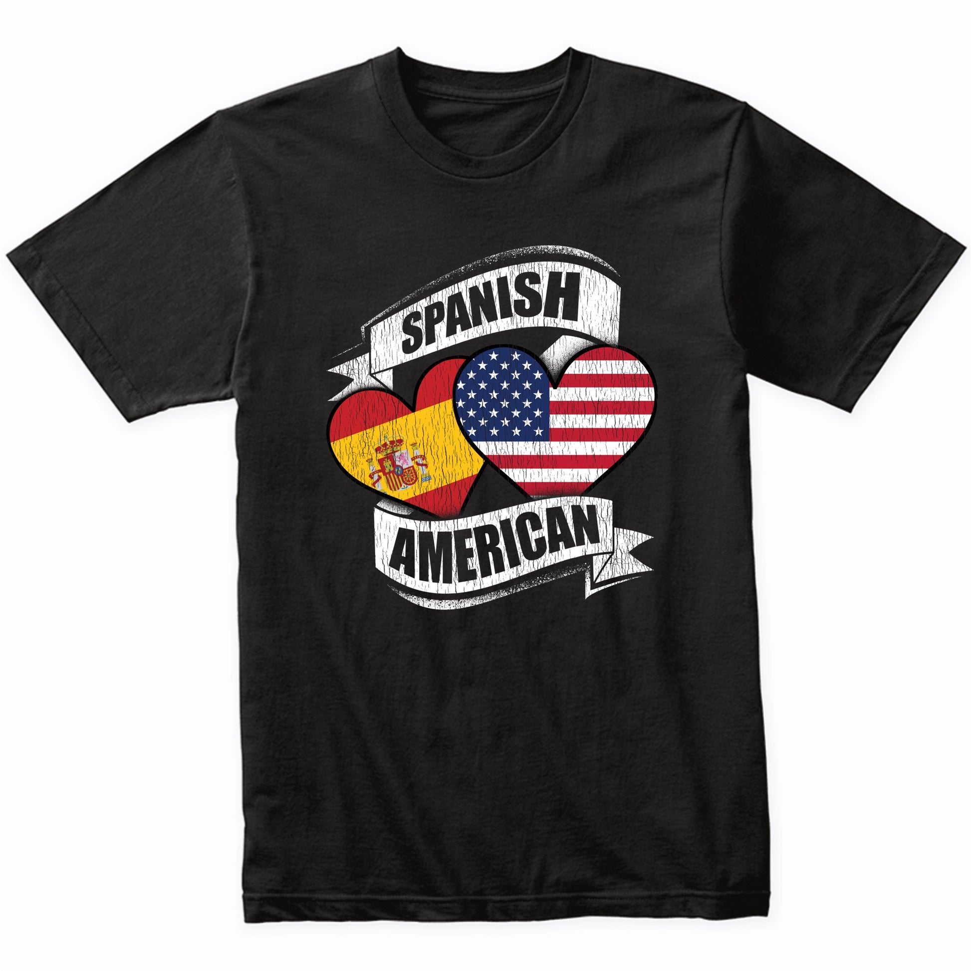 Spanish American Hearts USA Spain Flags T-Shirt