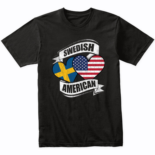 Swedish American Hearts USA Sweden Flags T-Shirt