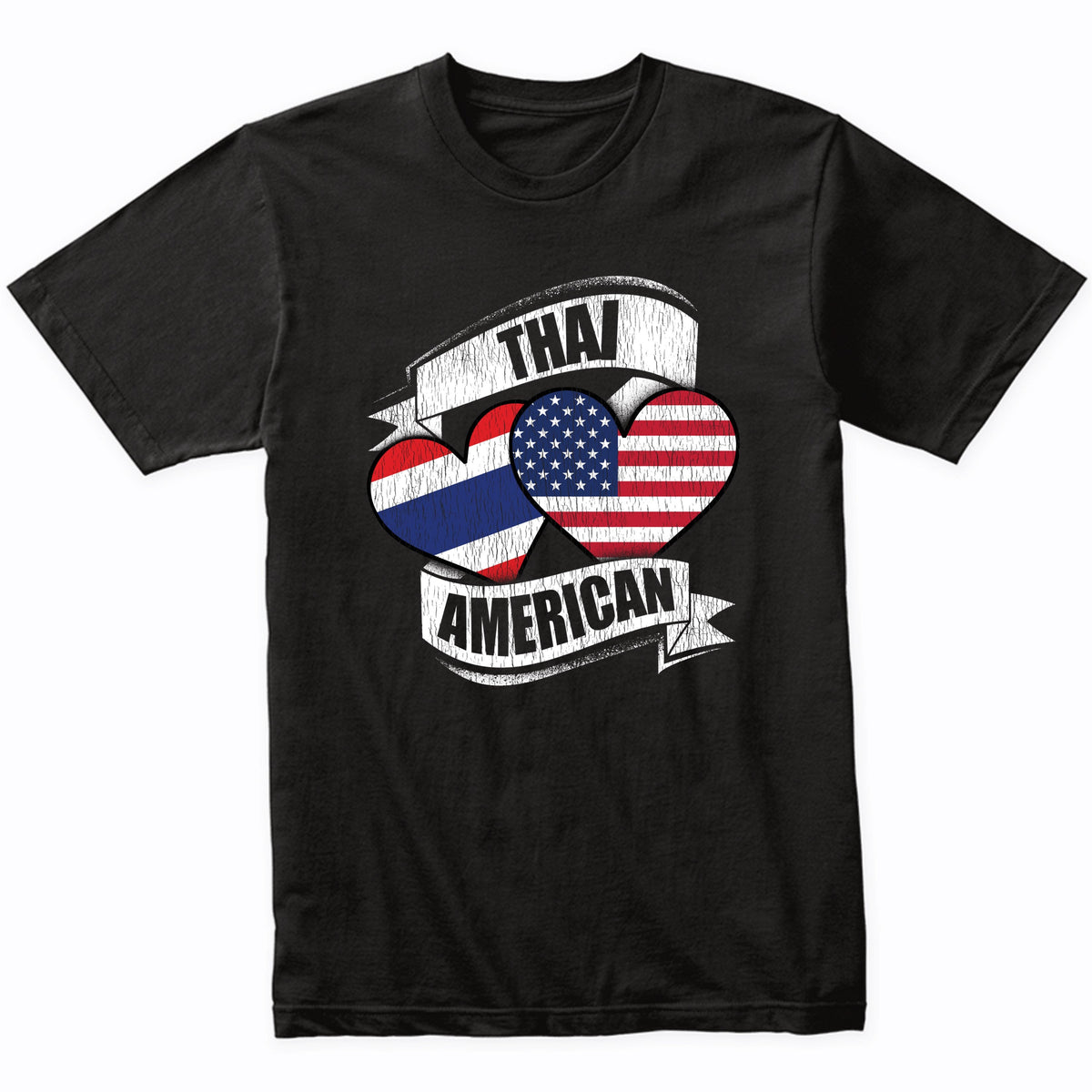Thai American Hearts USA Thailand Flags T-Shirt