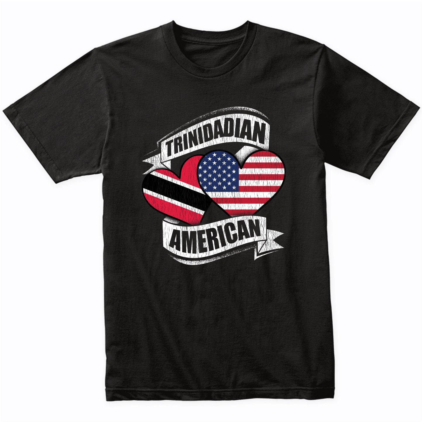 Trinidadian American Hearts USA Trinidad and Tobago Flags T-Shirt