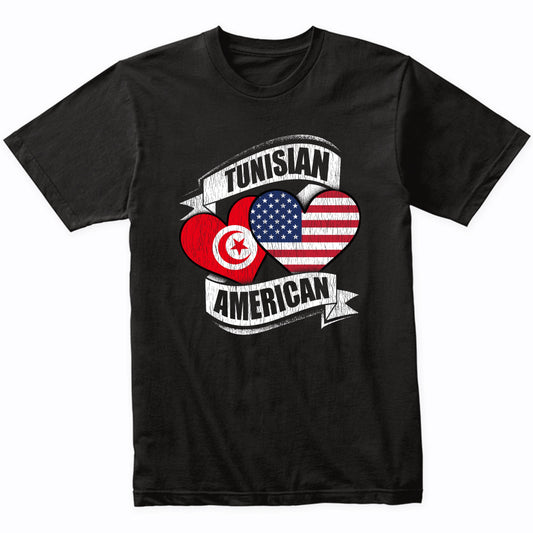 Tunisian American Hearts USA Tunisia Flags T-Shirt