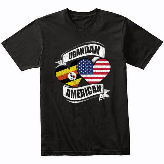 Ugandan American Hearts USA Uganda Flags T-Shirt