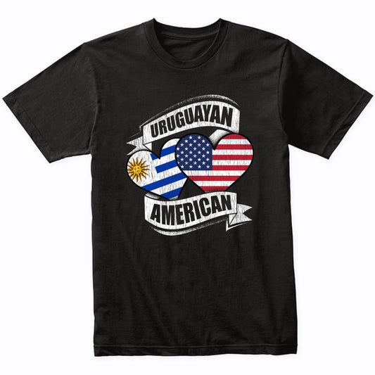 Uruguayan American Hearts USA Uruguay Flags T-Shirt