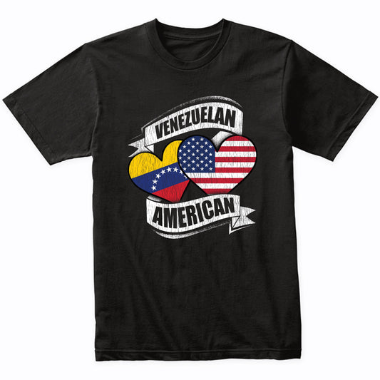 Venezuelan American Hearts USA Venezuela Flags T-Shirt