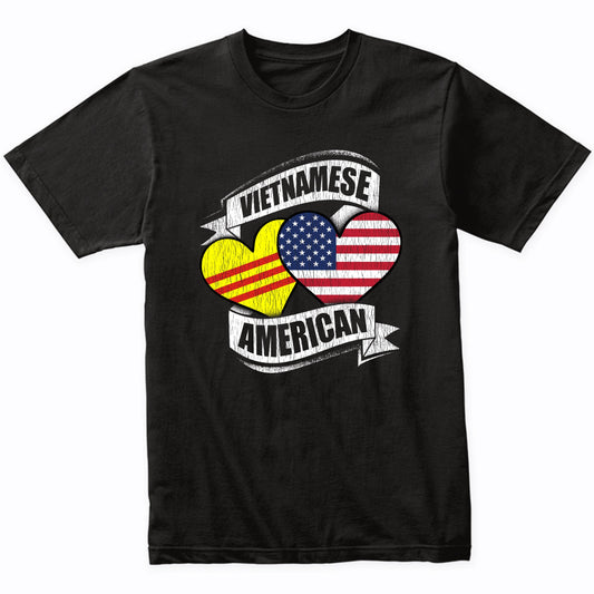 Vietnamese American Hearts USA Vietnam Flags T-Shirt