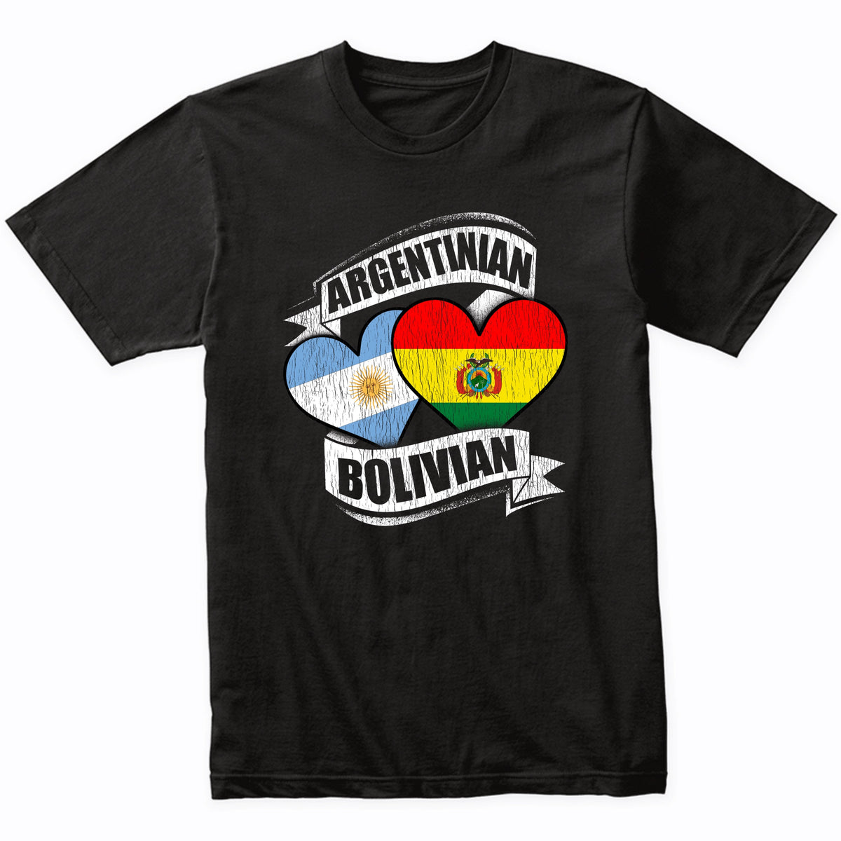 Argentinian Bolivian Hearts Argentina Bolivia Flags T-Shirt