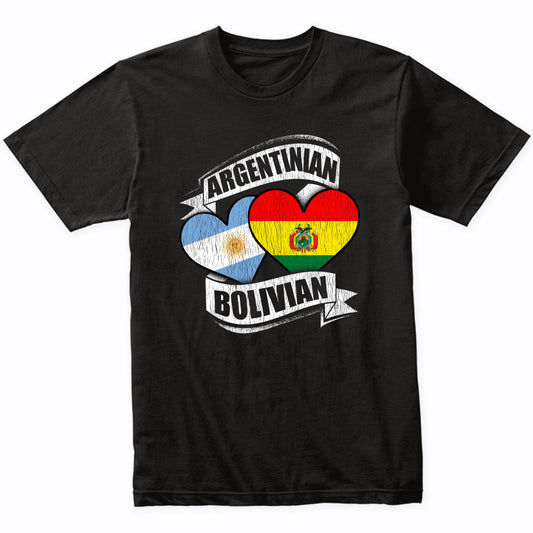 Argentinian Bolivian Hearts Argentina Bolivia Flags T-Shirt